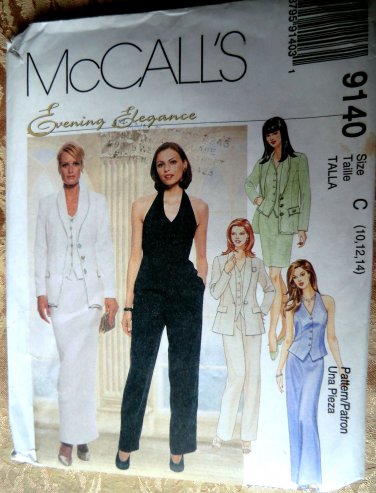 McCalls Pattern # 9140 UNCUT Misses Evening Jacket Vest Pants Size 10 12 14