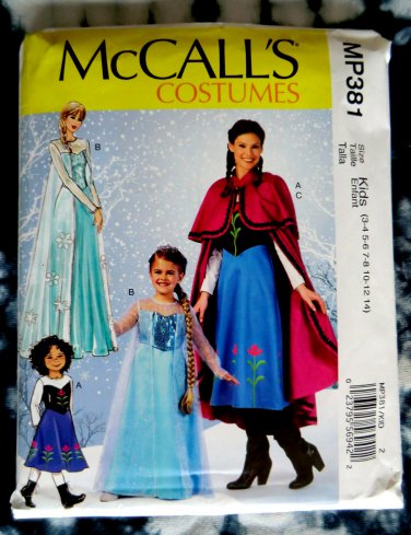 McCalls Pattern # P 381 UNCUT Girls Costume Winter Princess Size 3-4 5-6 7-8 10-12 14
