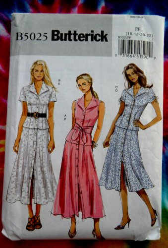 Butterick Pattern # 5025 UNCUT Top Flared Dress Size 16 18 20 22