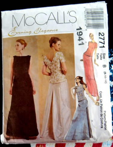 McCalls Pattern # 2771 UNCUT Misses Special Occasion Long Skirt Top Size 8 10 12