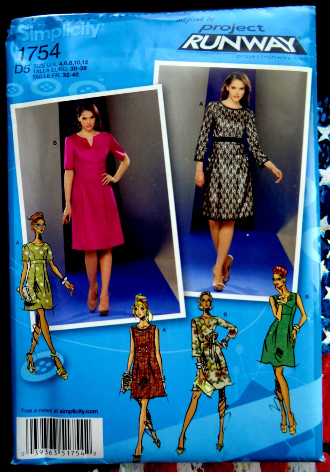 Simplicity Pattern # 1754 UNCUT Misses Dress Project Runway Size 4 6 8 10 12