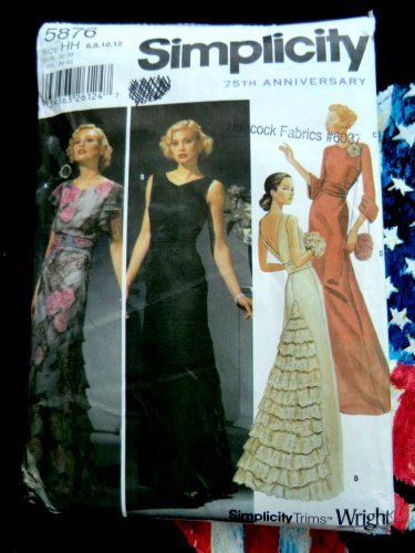 Simplicity Pattern # 5876 UNCUT Misses Gown Evening Dress with Ruffle Size 6 8 10 12