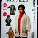 McCalls Pattern # 6802 UNCUT Misses Cardigan STRETCH KNITS Size 8 10 12 14 16