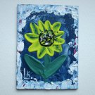 Original  Painting  Sunflower  ACEO Art Card Floral  Abstract Flower Acrylic