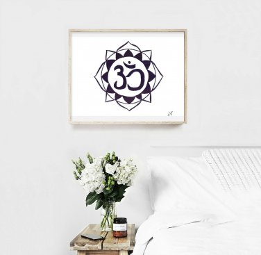 Meditation Om/Aum  Mandala. Feng Shui Zen Art. Mindfulness Art. Oriental gift.