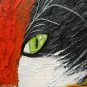 Original Painting Fluffy Calico Cat Art Impasto Pet Portrait Artwork