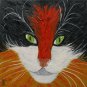 Original Painting Fluffy Calico Cat Art Impasto Pet Portrait Artwork