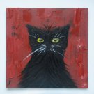 Original Black Cat Painting Animal Art  Pet Portrait  Miniature  Pet Lover Art
