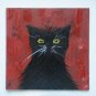 Original Black Cat Painting Animal Art  Pet Portrait  Miniature  Pet Lover Art