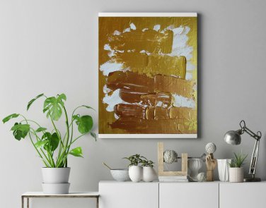 Impasto Painting Abstract Original Art Gold And Copper Colors 3D Abstract  Art