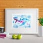 Whale Painting Original Ocean Painting Fish Wall Artwork Nautical Art Marine Art