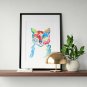 Cat Painting Animal Original Art Watercolor Pop Art Style Artwork Home Decor