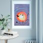 Original  Painting Hummingbird  Art Bird  Silhouette Artwork Sunset Small  Art