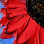 Red Sunflowers Painting Floral Original Art Impasto Flower Artwork Abstract
