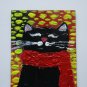 Original Painting Fluffy Black Cat ACEO Art Card Pet Lovers Acrylic Art