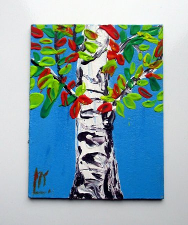 Original ACEO  Birch Tree  Painting Birch Tree  Miniature Art  Collectible Art