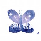Butterfly Painting Space Original Art Watercolor Galactic Butterfly Night Sky