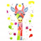 Giraffe Painting Animal Original Art Watercolor Pop Art Style Artwork Home Art