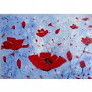 Poppy Painting Flowers Original Art Floral Wall Art Canvas Board Impasto  Art