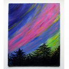 Original Painting Aurora Borealis  Miniature  Art Landscape Artwork North Nature Painting