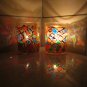 2 Stained Glass Candlesticks Handmade  Abstract Tea Light Glass Holder Pencil Organazer