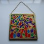 Handmade Stained Glass Abstract Suncatcher Ornament  Hand Painted Panel Art