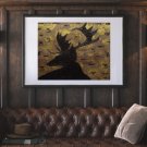 Original Painting Deer Abstract Art Faceless Portrait Forest Animals Artwork