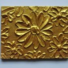 Original ACEO 3D Abstract Gold Flowers Floral Art Miniature OOAK Acrylic