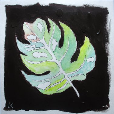 Original Painting Monstera Botanical Illustration Floral Flower Mixed Media
