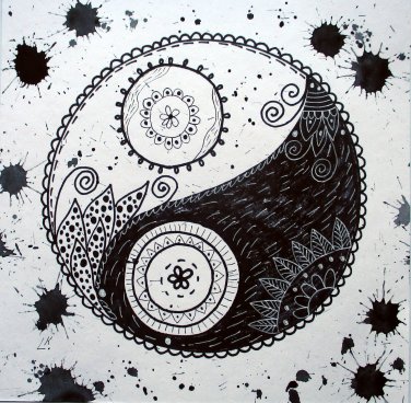 Zen Wall Art Yin Yang Handmade Mandala Art Buddhist Art Original Marker Drawing