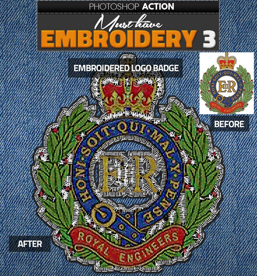 Embroidered Logo Badge Photoshop Action