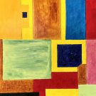 Modern Contemporary Original Abstract oil on canvas with Blues, Reds, Greens