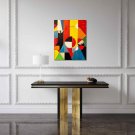 Original Abstract Oil Painting of Geometric Lines In The Fauvist/Matisse Style