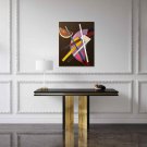 Original Abstract Oil Painting of Contrasting Shapes and Negative Space In The Fauvist/Matisse Style