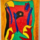 Original Abstract Oil Painting of Free Form Shapes In Vivid Colors Done In The Fauvist/Matisse Style