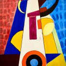 Original Abstract Oil Painting Conveying Humanity's Endeavors Done In The Fauvist/Matisse/Dali Style
