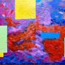 Original Modern Red And Blue Abstract Oil On Canvas In The Style Of Hans Hoffman