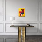 Original Modern Contemporary yellow and red geometric oil on canvas in Fauvist/Delaune Style