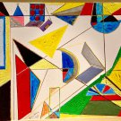 Original Contemporary Abstract Oil on Canvas with Geometric Shapes in the Fauvist Style