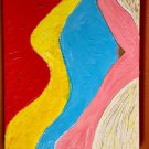 Original Modern Blue Red Contemporary Nude Oil On Canvas In The Fauvist Style