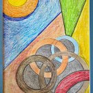 Original Abstract Pastel Watercolor Artwork of Whimsical, Interconnected Circles in Fauvist Style