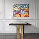 Modern Original Abstract Oil Painting on Canvas - Blue Landscape in the style of Matisse and Fauvist