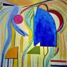Original Abstract Oil Painting of Artist Hiding in Plain Sight Done In The Fauvist/Matisse Style