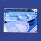 CAPE COD Blue Rowboats Matted Print, Skiffs, Seascape, Renee Rutana