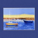 CAPE COD Boats Seascape Beach Matted Print Renee Rutana