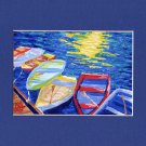 CAPE COD Rowboats, Matted Print, Skiff Seascape Dinghy, Renee Rutana