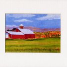 New England Autumn Farm Landscape, Barn Matted Print, Renee Rutana