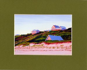 Cape Cod Seascape Truro Beach House Matted Print, Renee Rutana