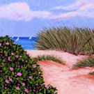 ACEO Print of Original Cape Cod Dune & Beach Roses Painting