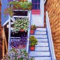 ACEO Print of Original Rockport Floral Stairs Painting, Renee Rutana